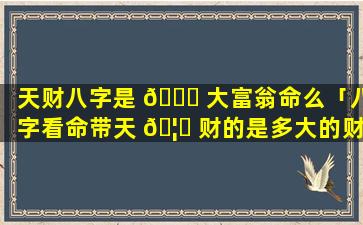 天财八字是 🐟 大富翁命么「八字看命带天 🦉 财的是多大的财」